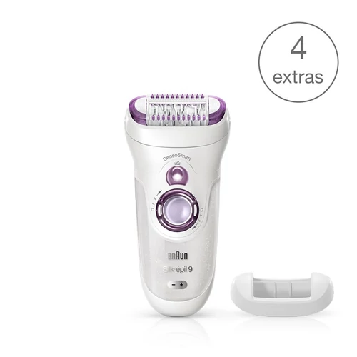 BRAUN Silk-épil 9 SensoSmart™ 9/700 epilátor, mályvaszín – vezeték nélküli Wet & Dry epilátor 4 kiegészítővel