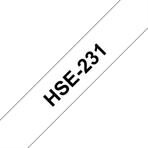 BROTHER szalag HSe-231, Fehér alapon Fekete, Zsugorcső, 11.7mm  0.46", 1,5 méter