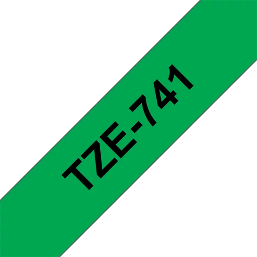 BROTHER szalag TZe-741, Zöld alapon Fekete, Laminált, 18mm  0.7", 8 méter