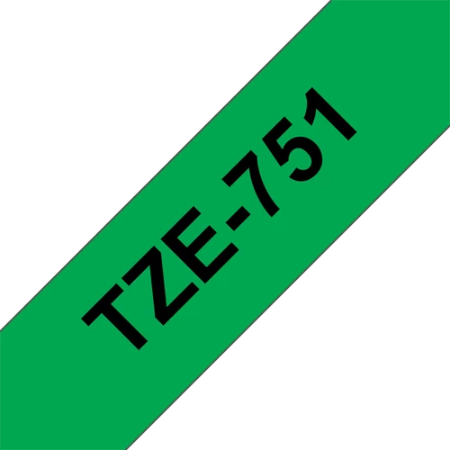 BROTHER szalag TZe-751, Zöld alapon Fekete, Laminált, 24mm  0.94", 8 méter