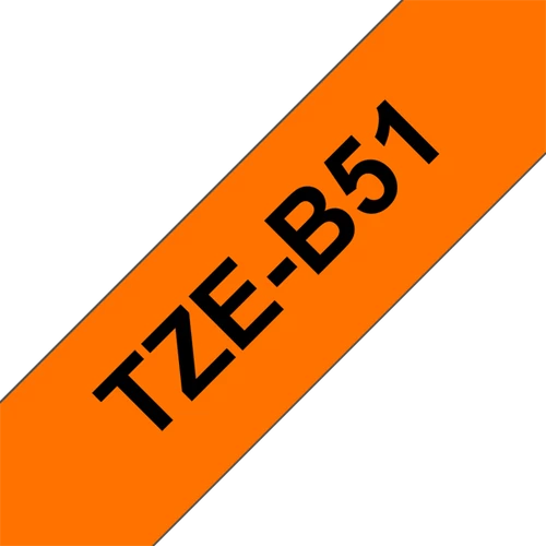 BROTHER szalag TZe-B51, Fluoreszkáló narancs alapon Fekete, Laminált, 24mm  0.94", 5 méter