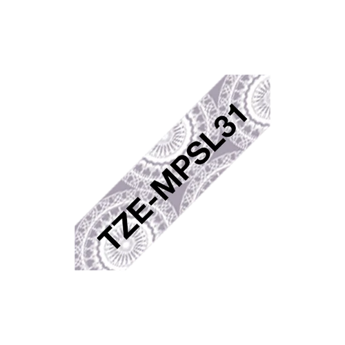 BROTHER szalag TZe-MPSL31, Ezüst mintás alapon Fekete, Laminált, 12mm  0.47", 4 méter