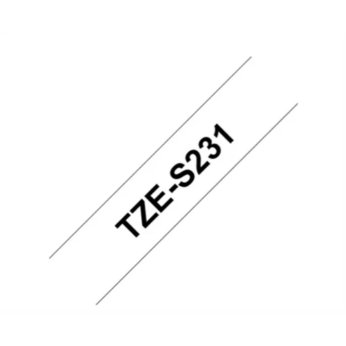 BROTHER szalag TZe-S231, Fehér alapon Fekete, Erős tapadású, 12mm  0.47", 8 méter