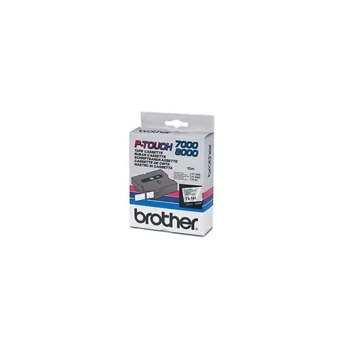 BROTHER szalag TX-141, Átlátszó alapon Fekete, Laminált, 18mm  0.7", 8 méter