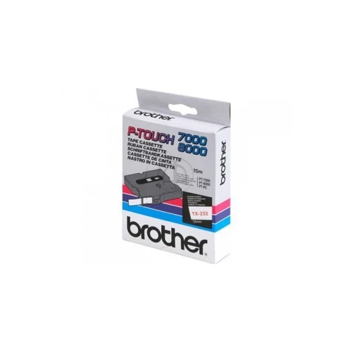 BROTHER szalag TX-232, Fehér alapon Piros, Laminált, 12mm  0.47", 8 méter