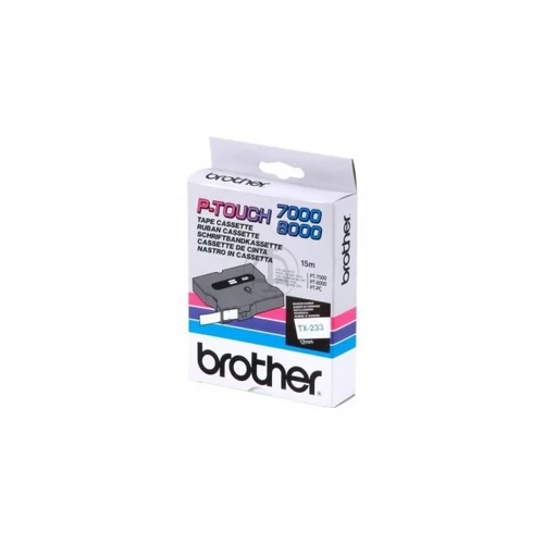 BROTHER szalag TX-233, Fehér alapon Kék, Laminált, 12mm  0.47", 8 méter