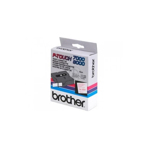 BROTHER szalag TX-252, Fehér alapon Piros, Laminált, 24mm  0.94", 8 méter