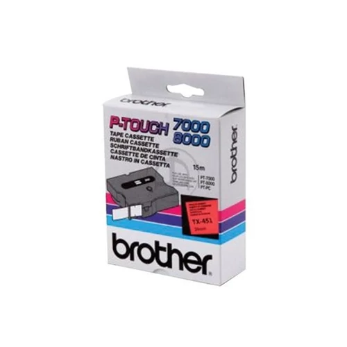 BROTHER szalag TX-451, Piros alapon Fekete, Laminált, 24mm  0.94", 8 méter