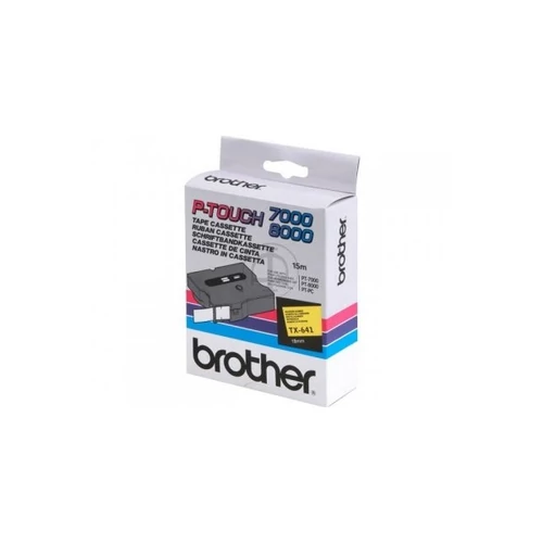 BROTHER szalag TX-641, Sárga alapon Fekete, Laminált, 18mm  0.7", 8 méter
