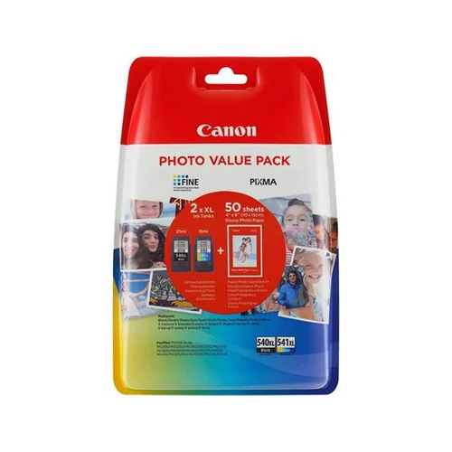 CANON Tintapatron  PG-540L, CL541XL multipack Pixma MG2150, MG3150 nyomtatókhoz, fekete, színes, + GP501 (50 lap 10x15)