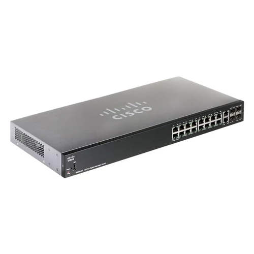 CISCO Switch 16x1000Mbps + 2xGigabit kombó SFP + 2xGigabit SFP, Fémházas Rackes, Menedzselhető, SG350-20-K9-EU