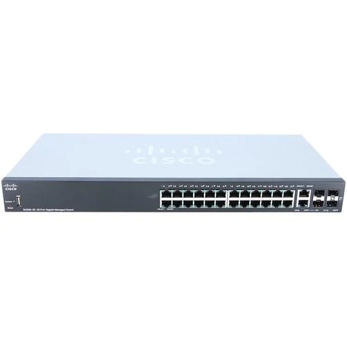 CISCO Switch 24x1000Mbps + 2xGigabit kombó SFP + 2xGigabit SFP, Fémházas Rackes, Menedzselhető, SG350-28-K9-EU