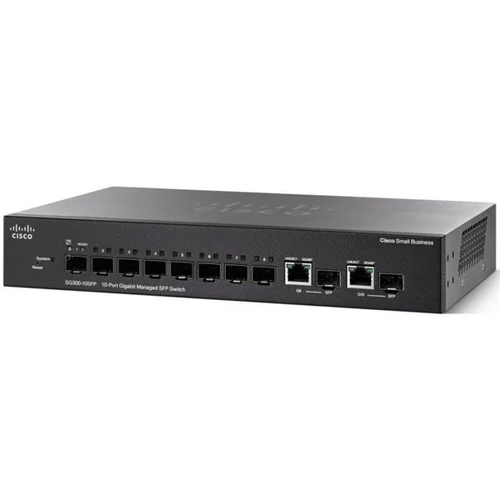 CISCO Switch 8x1000Mbps (8xPOE+) + 2xGigabit kombó SFP, Fémházas Rackes, Menedzselhető, SG355-10P-K9-EU