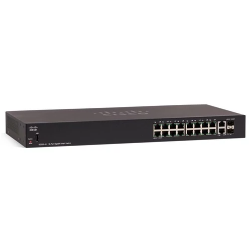 CISCO Switch 16x1000Mbps + 2xGigabit kombó SFP + 1xUSB2.0, Fémházas Rackes, Menedzselhető, SG250-18-K9-EU