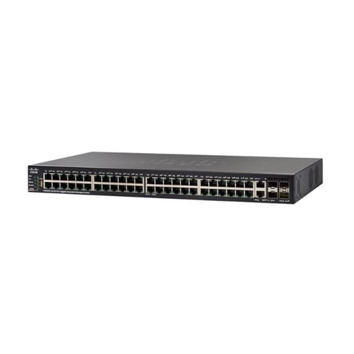 CISCO Switch 48x1000Mbps + 4x10Gigabit (2x10Gigabit kombó SFP+ + 2xSFP+), Fémházas Rackes, Menedzselhető, SG550X-48-K9-E
