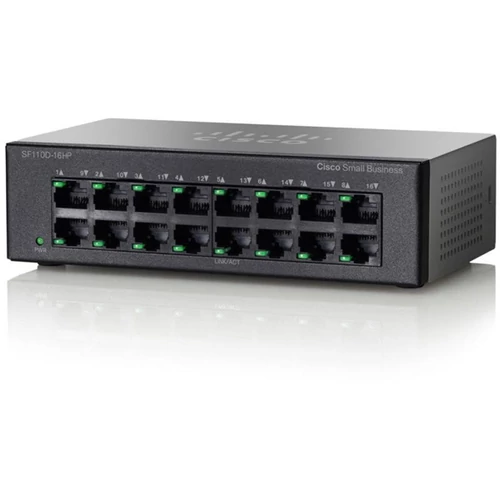 CISCO Switch 16x1000Mbps (8xPoE), Asztali, SG110-16HP-EU