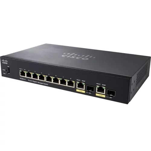 CISCO Switch 8x1000Mbps (8xPOE+) + 2xGigabit SFP, Menedzselhető, SG350-10P-K9-EU