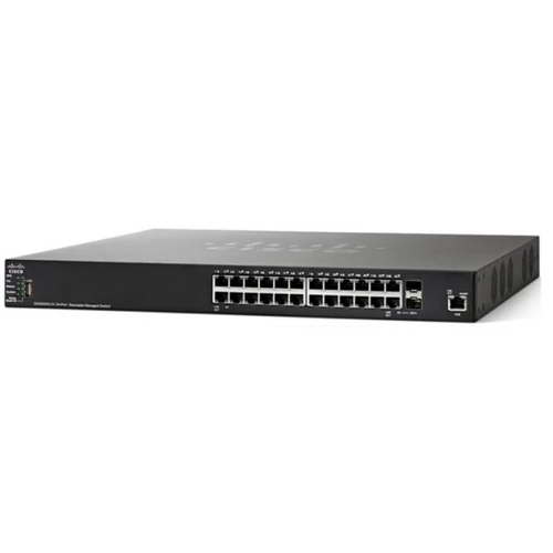 CISCO Switch 24x1000Mbps + 4x10Gigabit (2x10Gigabit kombó SFP+ + 2xSFP+), Fémházas Rackes, Menedzselhető, SG350X-24-K9-E