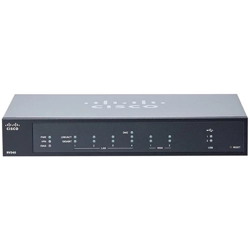 CISCO Vezetékes VPN Router 4x1000Mbps + 2x1000Mbps(WAN) + 2xUSB, Fémházas Menedzselhető, Rackes, RV340-K9-G5