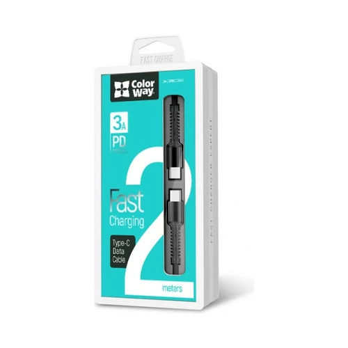COLORWAY Kábel, Cable Type-C - Type-C (PD Fast Charging) 3.0A (68W) 2M grey (CW-CBPDCC031-GR)