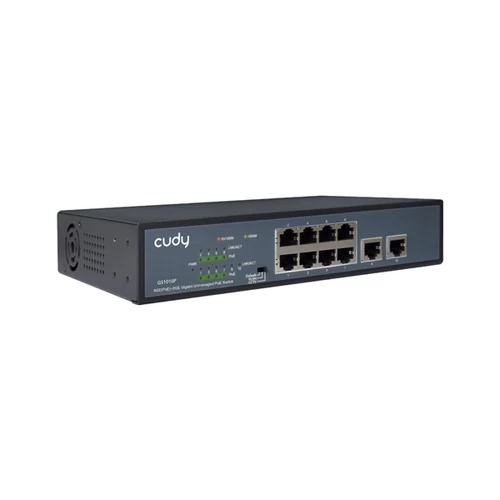 CUDY Switch 8x1000Mbps (8xPOE+) + 2x1000Mbps Uplink, Fémházas Asztali/Rackes, GS1010P
