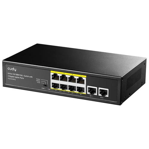 CUDY Switch 8x100Mbps (8xPOE+) + 2x1000Mbps Uplink, Fémházas Asztali, FS1010PG
