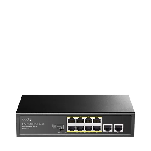 CUDY Switch 8x100Mbps (8xPOE+) + 2x100Mbps Uplink, Fémházas Asztali, FS1010P