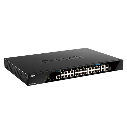 D-LINK Switch 24x1000Mbps(24xPOE) + 2x10G + 2xGigabit SFP+ Menedzselhető Rackes, DGS-1520-28MP/E