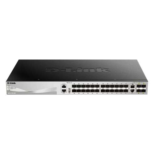 D-LINK Switch 24xGbitLan + 2xGigabit + 4xGigabit SFP+ 1xUSB Menedzselhető Rackes, DGS-3130-30S/E