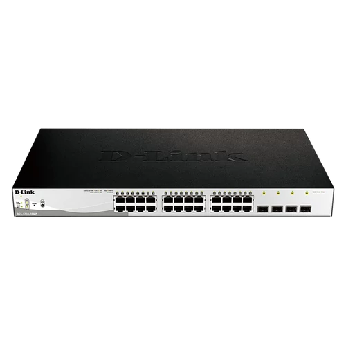 D-LINK Switch 24x1000Mbps (24xPOE) + 4xGigabit kombó SFP Menedzselhető Rackes, DGS-1210-28MP/E