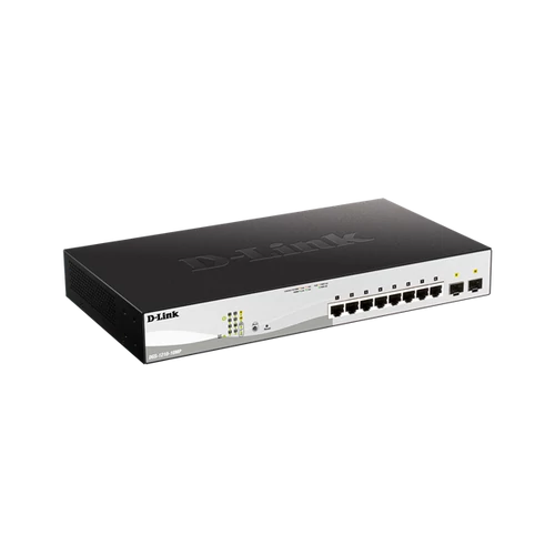 D-LINK Switch 8x1000Mbps (8xPOE) + 2xGigabit SFP Menedzselhető Rackes, DGS-1210-10MP/E