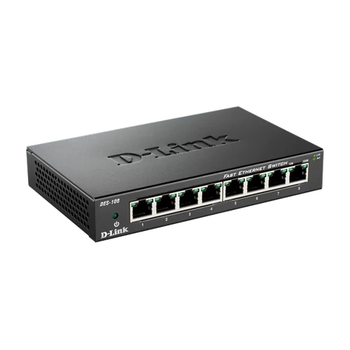 D-LINK Switch 8x100Mbps Fémházas Asztali, DES-108/E