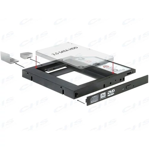 DELOCK Átalakító Slim SATA 5.25 beépítő keret (13mm) 2.5" SATA HDD-hez 9.5mm-ig