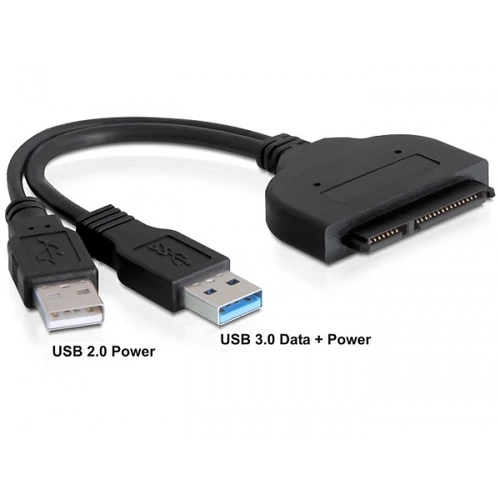 Delock Converter SATA 6 Gb/s 22 pin > USB 3.0-A male + USB 2.0-A male