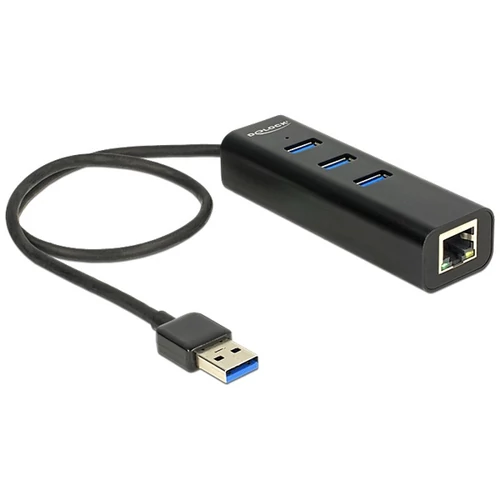 DELOCK USB 3.0 HUB 3 portos + 1 port Gigabit LAN