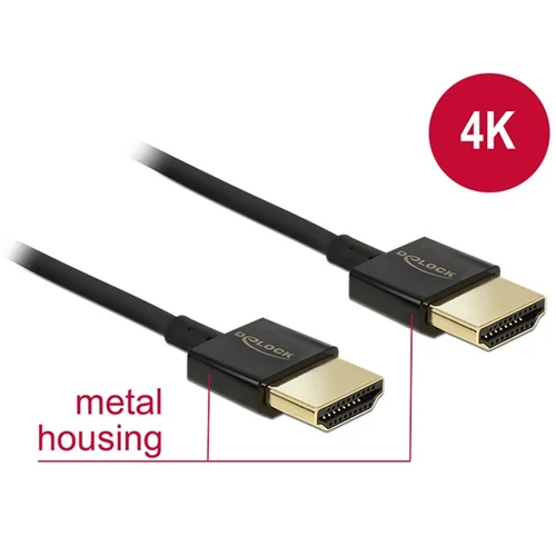 DELOCK kábel HDMI male / male összekötő 3D 4K Slim Premium 1m