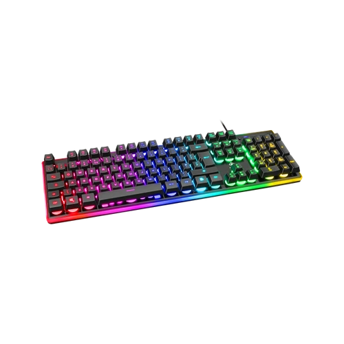 DELTACO GAMING Billentyűzet GAM-021-RGB-UK, 105 keys, UK layout, membrane switches, orange LED lighting, USB, black/RGB