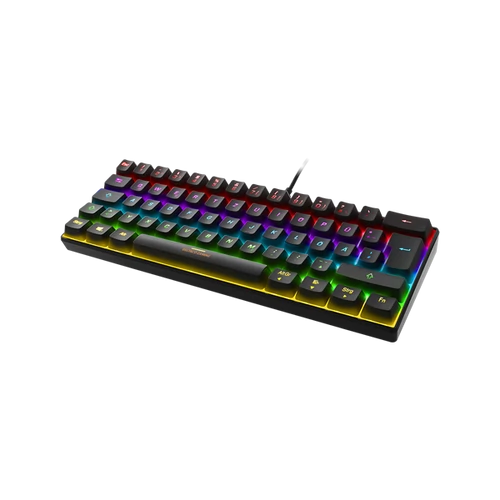 DELTACO GAMING Billentyűzet GAM-075-DE, mini mechanical keyboard, 60% German Layout, RGB, red switch, black