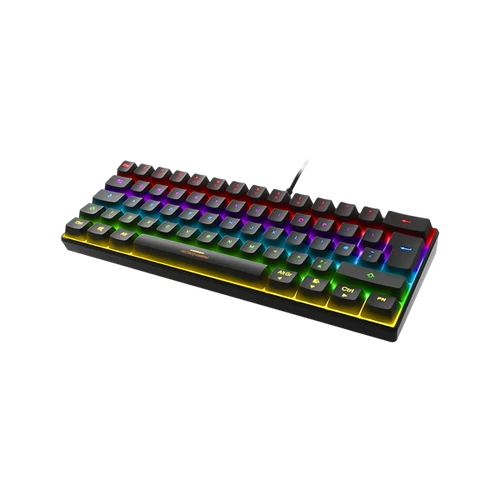DELTACO GAMING Billentyűzet GAM-075-UK, mini mechanical keyboard, 60% UK Layout, RGB, red switch, black