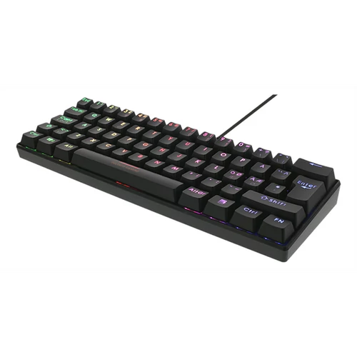 DELTACO GAMING Billentyűzet GAM-075, mini mechanical keyboard, 60% PAN-Nordic Layout, RGB, red switch, black