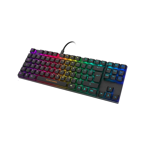 DELTACO GAMING Billentyűzet GAM-111-UK, UK Layout Low profile mechanical RGB keyboard, Outemu Red switches, black/RGB