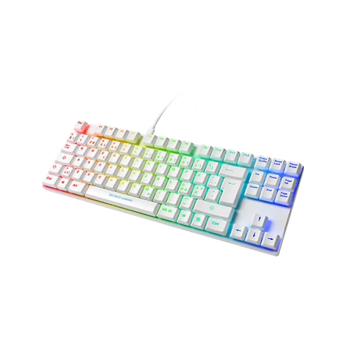 DELTACO GAMING Billentyűzet GAM-111B-W, low-profile mechanical keyboard, aluminum frame, brown switches, RGB, white