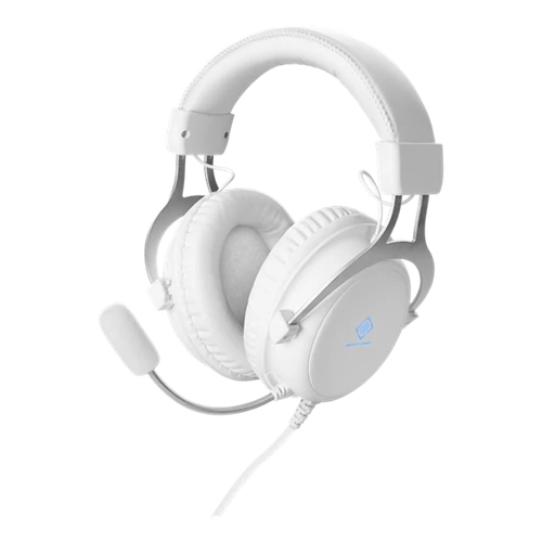 DELTACO GAMING Fejhallgató mikrofonnal GAM-030-W, WH85 headset, 57mm element, aluminum frame, LED, white
