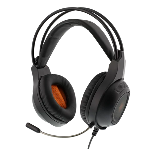 DELTACO GAMING Fejhallgató mikrofonnal GAM-069, Stereo headset, 2 x 3.5 mm connectors, 40 mm drivers, orange LED, black
