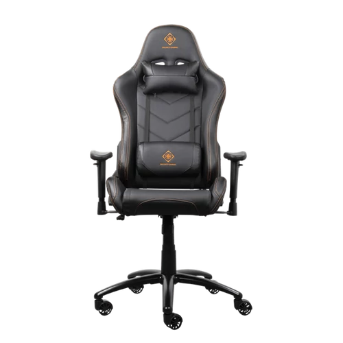 DELTACO GAMING Gamer szék GAM-052, Gaming chair in PU leather, neck pillow, back cushion, black/orange