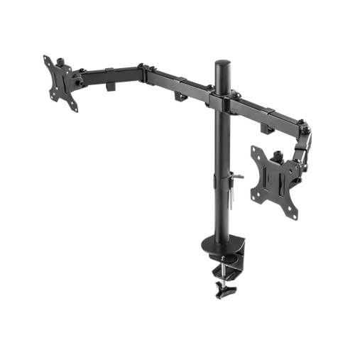 DELTACO GAMING Kétkaros asztali rögzítő GAM-040, Dual monitor desk mount, 13"-32" screens, VESA 75x75/100x100, black