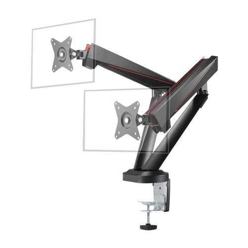 DELTACO GAMING Konzol GAM-102, Dual Monitor Spring-Assisted Pro, for 17-32" monitors, VESA 75x75/100x100, black