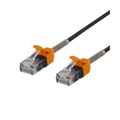 DELTACO GAMING Patch kábel GAM-036, Patch Cable 2m, Cat 6A U / UTP, 500MHz, metal spring strain relief, Black
