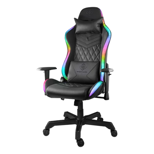 DELTACO GAMING RGB Gaming chair in artificial leather, 332 different RGB positions, neck pillow, back pillow, black/RGB