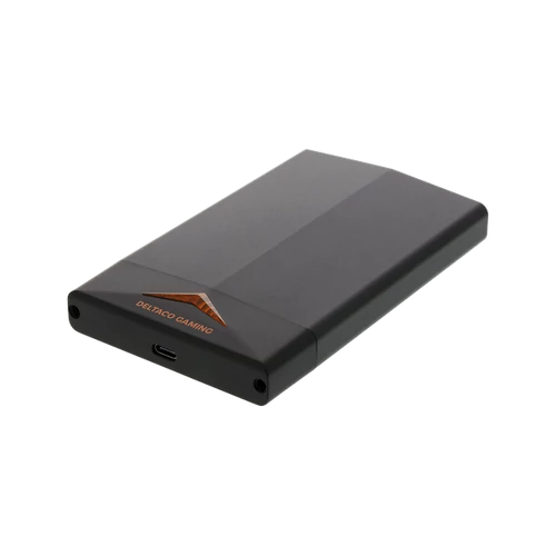 DELTACO GAMING SSD/HDD KÜLSŐ HÁZ GAM-091, USB-C 3.1 Gen 2 2.5 "SATA / SSD Enclosure, Max 2TB HDD, Orange LED, Black